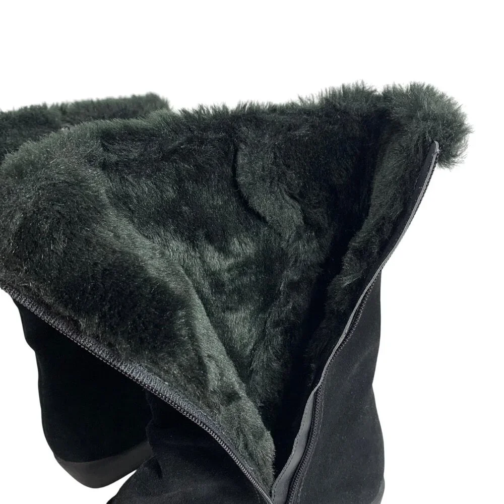 Giani Bernini Womens Sicilia Cold Weather Boots Black Suede Faux Fur Lining SZ 9